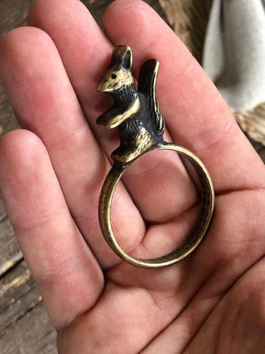 Set of 12 Squirrel Bronze Napkin Rings 4