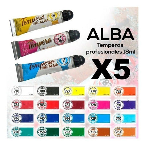 Alba Tempera Profesional 18 Ml En Pomo X 5 Unidades 0