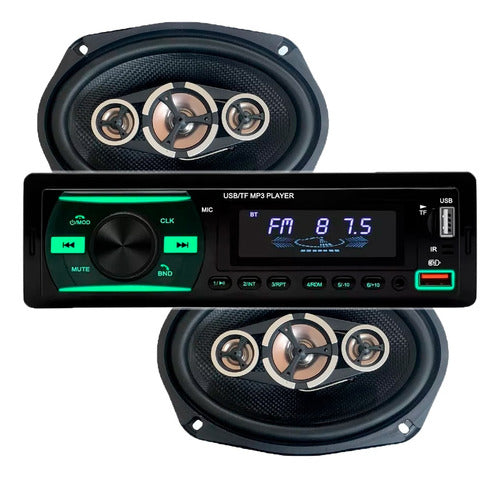 Estéreo Bluetooth Usb + Parlantes 6x9 PuLG Xline Audio Car 1