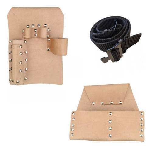 Leather Tool Belt for Carpentry and Construction with Military Belt 0