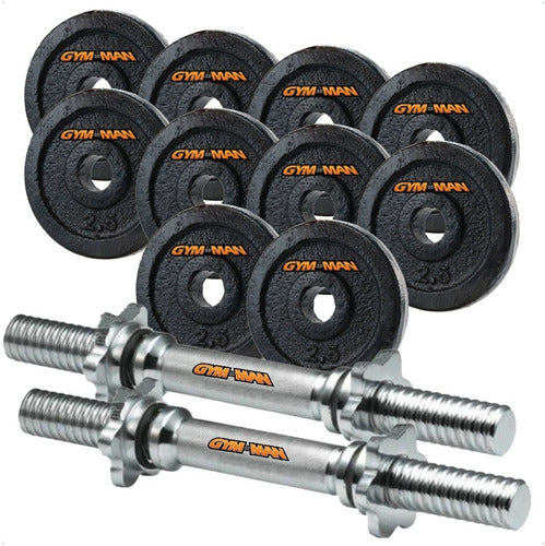 Gym-Man 2 Chromed Dumbbells with 25kg Cast Iron Discs 0