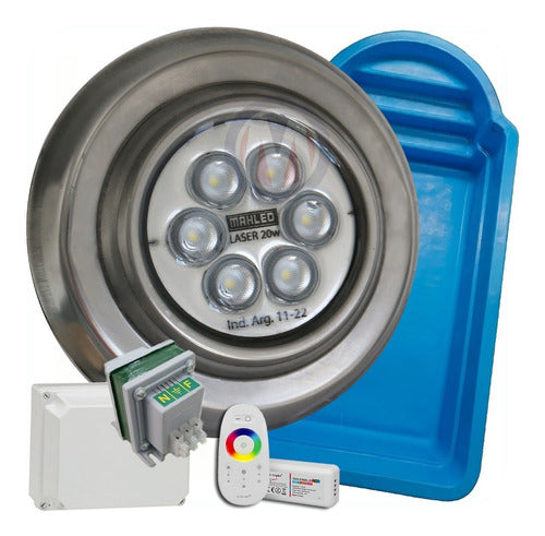 Kit Completo 1 Luz Led 20w Rgb Para Pileta De Fibra 0