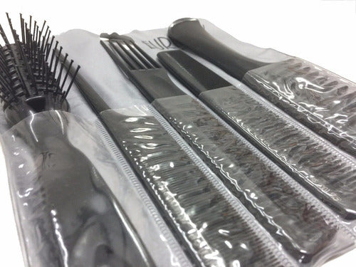 Professional Eurostil Hairdressing Set of Combs + Brush 2