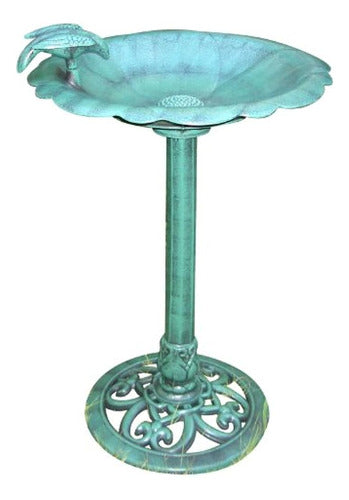 Alpine Corporation TEC114 Antique Bird Bath, 20" L x 20" W x 31" H, Green 0