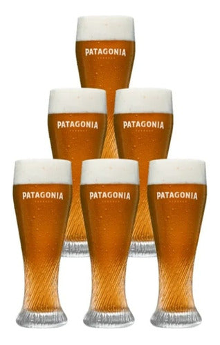 Patagonia 6 Curved Beer Glasses + Mat + Original Opener 1