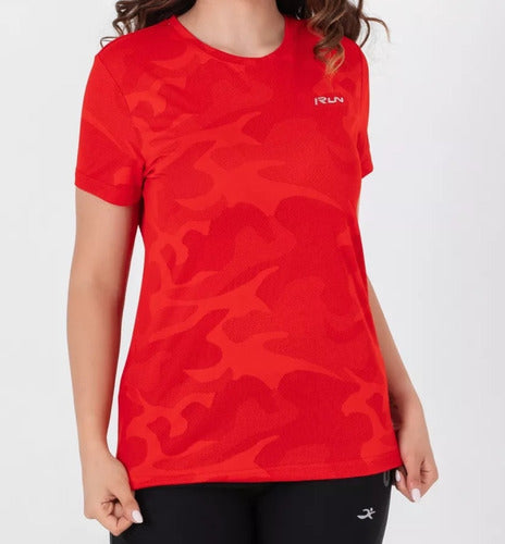 Women's Short Sleeve Sports T-Shirt Irun Camouflage Sparkle 3