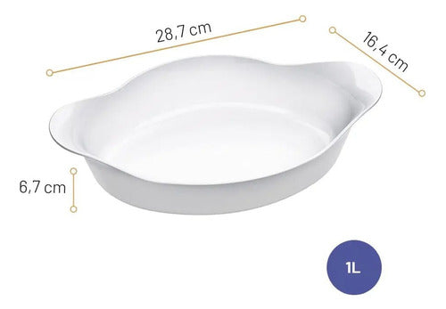 Marinex 1 Liter Oval Tempered Glass Baking Dish Opaline Line 1