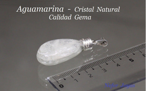 Natural Aquamarine Gem Quality Translucent Crystal Silver Setting Pendant 3