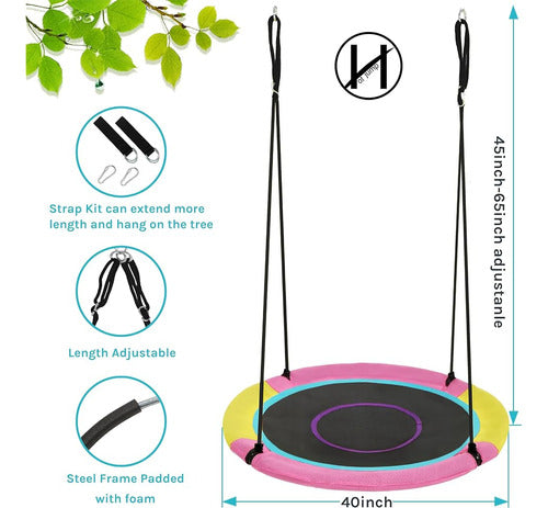 Hotjump 40in Saucer Swing Tree Swing with Hanging Straps 2