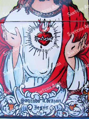 Mayólica Sagrado Corazón -  2 Azulejos - (15 X 30) 3