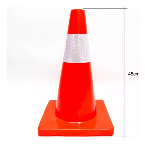 Lj-Accesorios Orange Traffic Cone with Real Memory PVC 45cm Reflective Band 2