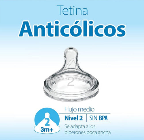 Dr Brown's Tetina Opt+, Nivel2, 3m+, Boca Ancha, Pack 6uni 1