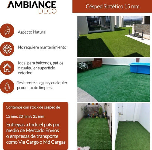 Ambiance 2 Cuts of 2.00 x 1.20 M Synthetic Grass 15 Mm 6