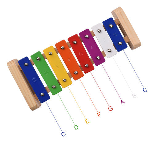 Percussão De Xilofone. 8 Notas Kid Toddle Key Xylophone Pine 3