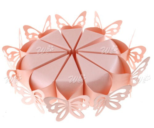 50 X Mariposa Rosa Favor Regalo Dulces Cajas Boda Boda Bebé 1