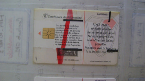 Tarjeta Te Coleccion Telefonica Argentina F114 River Plate U 1