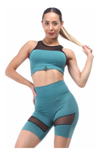Ludmila Set: Top and Cycling Shorts Combo in Aerofit SW Tul Combination 34