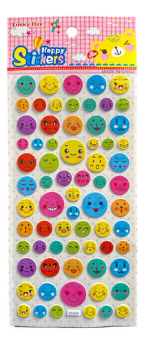 Stickers Con Relieve Caritas De Colores X 20 Planchas / M11 1