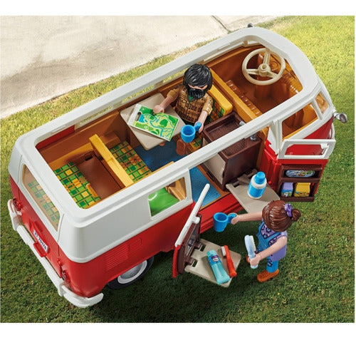 Playmobil Volkswagen T1 Camping Bus + 2 Figures + Accessories 3