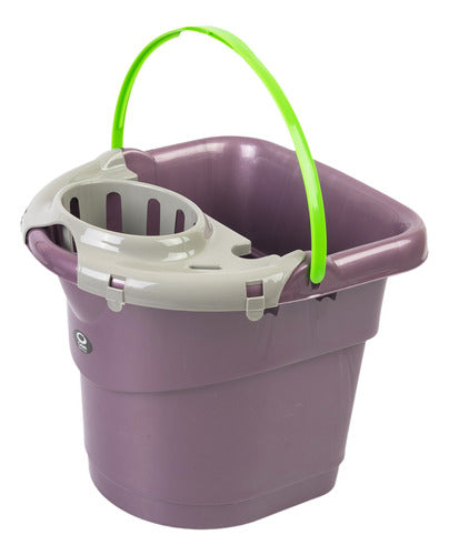 Crom Violet Buckets for Mop with Gray Wringer and Green Handle 0