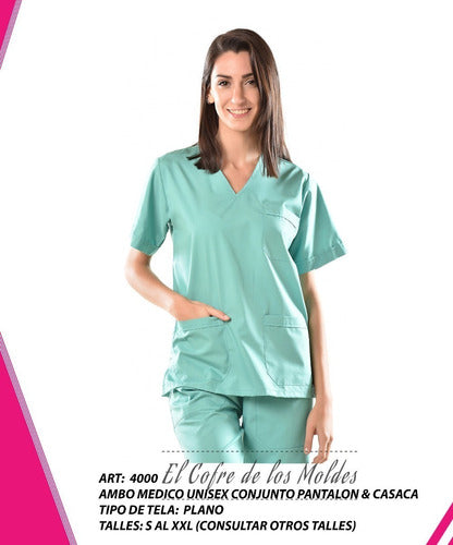 MoldeArte Molde Digital Chaqueta+pantalon Ambo Medico Pack 5 Talles! 1