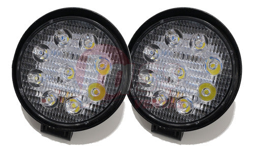 Set of 2 Round 9 LED 27W Auxiliary LED Lights for Agro Moto 4x4 0