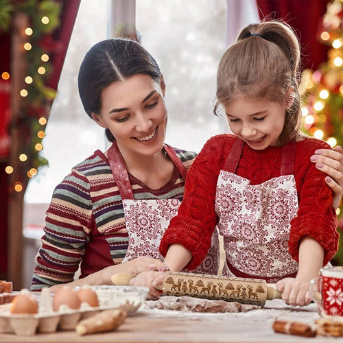 Koxhox Relief Wooden Rolling Pin for Christmas Dough Engraving 7