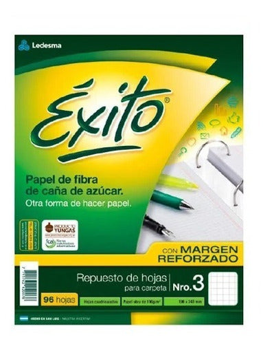 Ledesma Repuesto Exito N3 96 Hojas Margen Reforzado Cuadriculadas 0