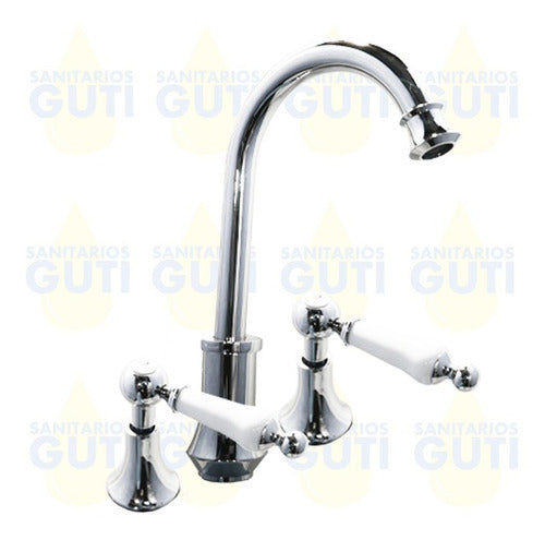 MetalGrif Vintage Retro High Spout Double Control Bathroom Faucet 0