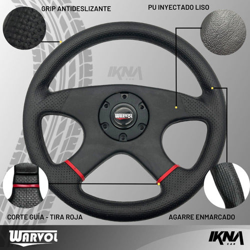 Warvol Universal Sport Steering Wheel Tuning 4 Spokes 35cm 350mm 1