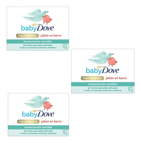 Kit X 3 Baby Dove Jabon En Barra Hipoalergénico 75g 0