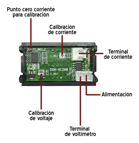 Voltimetro Amperimetro 99.9v 10a Display Rojo Azul Dsn-vc288 5