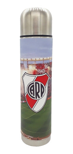 Termo Metalico De 1 Litro River Plate Forrado Eco Cuero 1