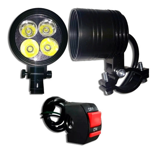 LED Cree 20W Round Auxiliary Lights Kit + Switch for Motorcycle 4x4 0