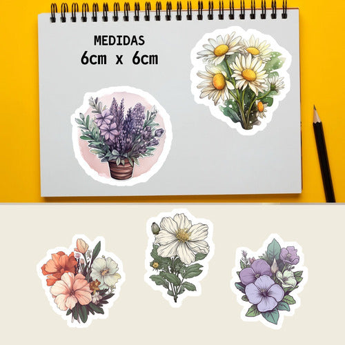 12 Stickers Hd - Diseño Flores - Super Resistentes 3