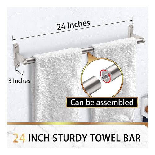 KLJKPA 24-Inch Bathroom Towel Bar, Wall-Mounted Towel Rack 4