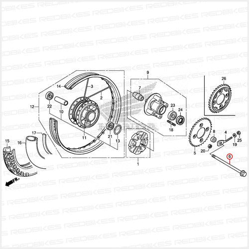 Eje Rueda Trasera Honda Wave S 110 Original Ex 2