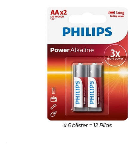 Philips AA Alkaline Batteries (12 Units) 6 Blister 1