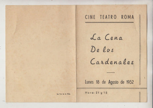 1952 Programa Cine Teatro Roma Paso De Los Toros Tacuarembo 0