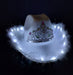 Cowboy Cowgirl LED Light-Up Hat with Feathers and Crown - White or Pink 1