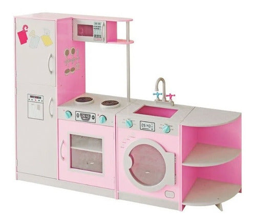 Lala Didáctico Cocina Infantil Cocinita Rosa Rosada Lavarropas Heladera 0