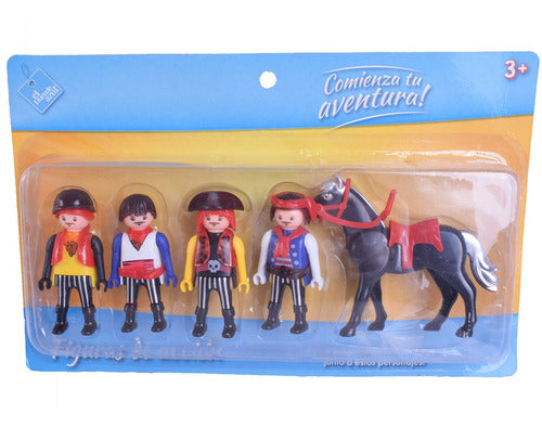 Cebra Muñeco Piratas Y Caballeros X 4 Con Accesorio Tipo Playmobil 1