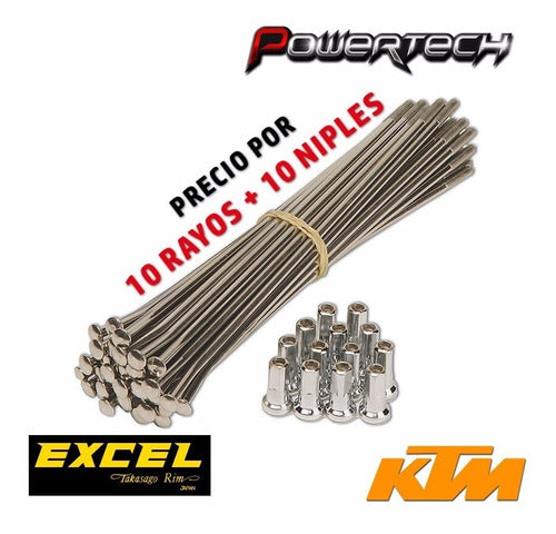 10 Rayos Y Niples Delanteros 21 Excel Ktm Sx 125/525 03-17 - Powertech Motos 1