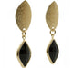 Romminox Hanging Earrings Laminated 18k Gold Sandy Design with Black Crystal 1