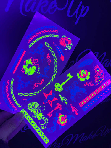 Neon Temporary Tattoos Set of 5 Sheets 3