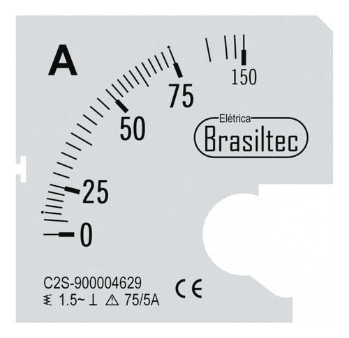 Kit C/ 8 Escala 75/5 Para Amperimetro Brasiltec 72mm 0