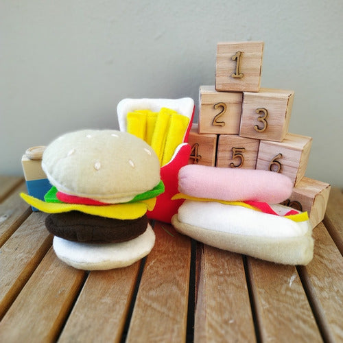 Las Atitas Fabric Food Toy Set: Hamburger, Hotdog, and French Fries 3