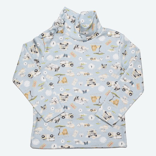 Little Manny High Neck Interlock Safari Animals Baby T-shirt 1