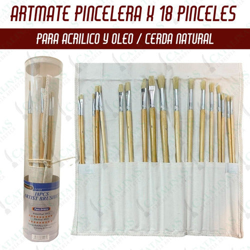 Artmate Set of 18 Brushes + Microfiber Brush Holder 1