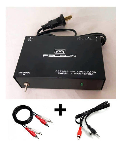 Preamplificador Bandeja Tocadiscos + 2 Cables 2rca Y 3,5 0